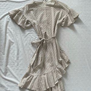 Summer Dress Ruffles Neutral Linen